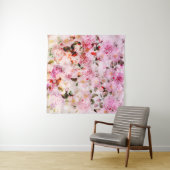 シックかわいらし赤面ピンクウォーターカラーバラフローラ タペストリー (インサイチュ(横))