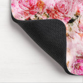 シックかわいらし赤面ピンクウォーターカラーバラフローラ マウスパッド (コーナー)