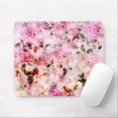 シックかわいらし赤面ピンクウォーターカラーバラフローラ マウスパッド (マウス)
