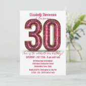 シックきらめくクリスタルピンクと金ゴールド30歳の誕生日 招待状 (スタンド正面)