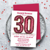 シックきらめくクリスタルピンクと金ゴールド30歳の誕生日 招待状