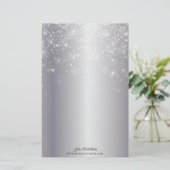 シックきらめくシルバーエレガントメタリックの照明 便箋 (スタンド正面)