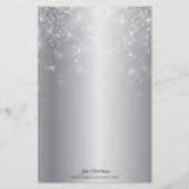 シックきらめくシルバーエレガントメタリックの照明 便箋 (正面)