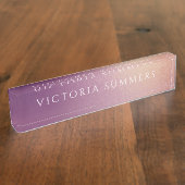 シックきらめくパープルグラデーション デスクネームプレート (側面)
