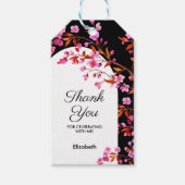 シックさくらんぼブロッサム桜白黒誕生日 ギフトタグ (正面)