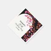 シックさくらんぼブロッサム桜白黒誕生日 スタンダードカクテルナプキン (角)