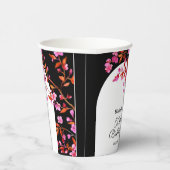 シックさくらんぼブロッサム桜白黒誕生日 紙コップ (右)