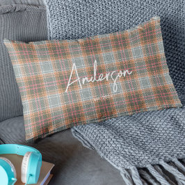 シックさび色の影響を受けたプレイド ランバークッション