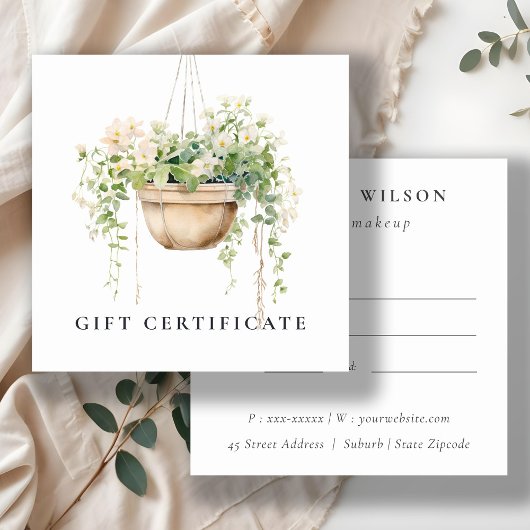 シックつるフローラハウスプラントギフト証明書 スクエア名刺