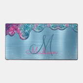 シックでほこりっぽいブルーパープル滴下モノグラム デスクマット (正面)