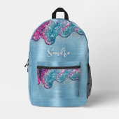 シックでほこりっぽいブルーパープル滴下モノグラム プリントバックパック (正面)