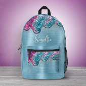 シックでほこりっぽいブルーパープル滴下モノグラム プリントバックパック