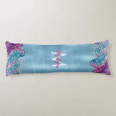 シックでほこりっぽいブルーパープル滴下モノグラム ボディピロー (裏面)