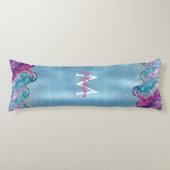 シックでほこりっぽいブルーパープル滴下モノグラム ボディピロー (正面)