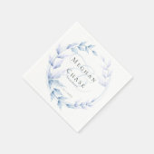 シックでほこりっぽい青と淡い色の薄紫の葉 スタンダードカクテルナプキン (角)