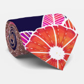 シックでアートなオレンジ青い花柄のばら色の金ゴールドのグリッター ネクタイ (ロール)