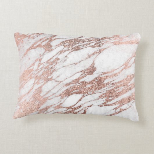 シックでエレガントで白いおよびばら色の金ゴールドの大理石パターン アクセントクッション (裏面)