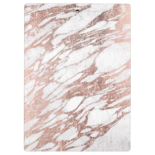 シックでエレガントで白いおよびばら色の金ゴールドの大理石パターン クリップボード (裏面)