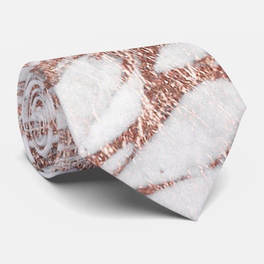 シックでエレガントで白いおよびばら色の金ゴールドの大理石パターン ネクタイ (ロール)