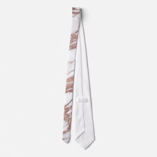 シックでエレガントで白いおよびばら色の金ゴールドの大理石パターン ネクタイ (裏面)