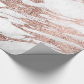 シックでエレガントで白いおよびばら色の金ゴールドの大理石パターン ラッピングペーパー (角)