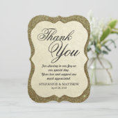 シックでエレガントなきらめくフェイクな金ゴールドのグリッター サンキューカード (スタンド正面)