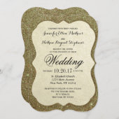 シックでエレガントなきらめくフェイクな金ゴールドのグリッター 招待状 (正面/裏面)