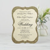 シックでエレガントなきらめくフェイクな金ゴールドのグリッター 招待状 (スタンド正面)