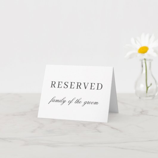 シックでエレガントなウェディングテーブルプレイスリザーブドカード カード (小さな植物)