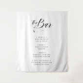 シックでエレガントなウェディングブラック&ホワイトバーメニュー タペストリー (正面)