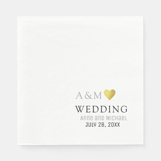 シックでエレガントなウェディングラブハートナプキン スタンダードランチョンナプキン (正面)