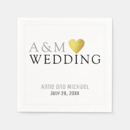 シックでエレガントなウェディング披露宴パーティー モノグラムの スタンダードカクテルナプキン