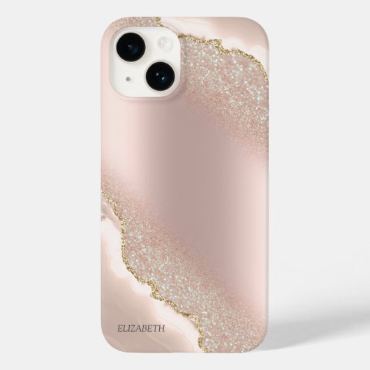 シックでエレガントなローズゴールドのラメ大理石模様 Case-Mate iPhoneケース (裏面)
