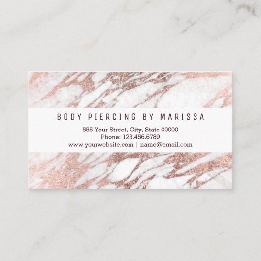 シックでエレガントな白いバラの金ゴールドの大理石の体の穿孔 名刺 (裏面)