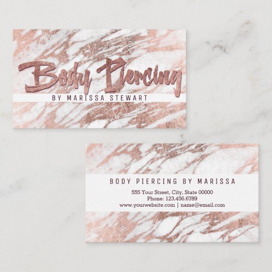 シックでエレガントな白いバラの金ゴールドの大理石の体の穿孔 名刺 (正面/裏面)