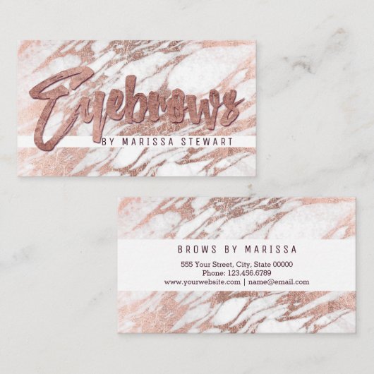 シックでエレガントな白いバラの金ゴールドの大理石の眉毛 名刺 (正面/裏面)