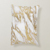 シックでエレガントな白および金ゴールドの大理石パターン アクセントクッション (裏面(縦))