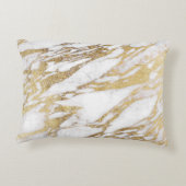 シックでエレガントな白および金ゴールドの大理石パターン アクセントクッション (裏面)