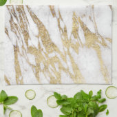 シックでエレガントな白および金ゴールドの大理石パターン キッチンタオル (折り畳み)