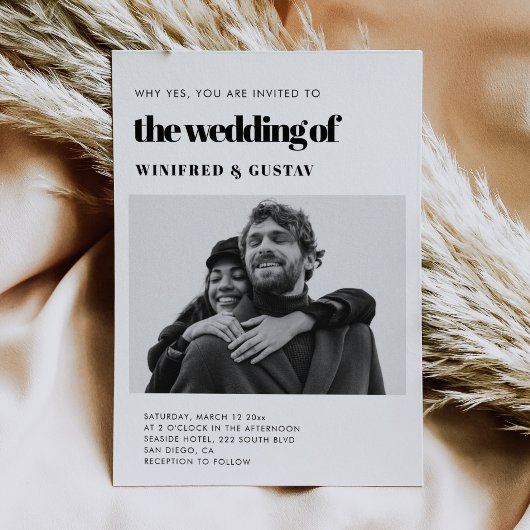 シックでエレガントな結婚式の写真 招待状