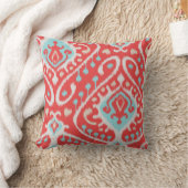 シックでエレガントな赤およびターコイズの種族のイカットは印刷します クッション (ブランケット)