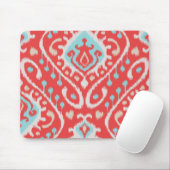 シックでエレガントな赤およびターコイズの種族のイカットは印刷します マウスパッド (マウス)