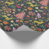 シックでカラフルなお祝いのパッチワークの花柄のダマスク織 ラッピングペーパー (角)