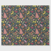 シックでカラフルなお祝いのパッチワークの花柄のダマスク織 ラッピングペーパー (フラット)