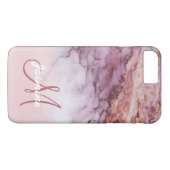 シックでガーリーなばら色の金ゴールドの大理石のモノグラムの名前 Case-Mate iPhoneケース (裏面(横))