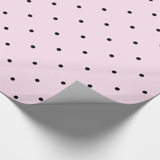 シックでガーリーなピンクおよび黒い水玉模様 ラッピングペーパー (角)