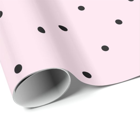 シックでガーリーなピンクおよび黒い水玉模様 ラッピングペーパー (ロールコーナー)