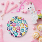 シックでガーリーな光沢があるダイヤモンドの宝石用原石 ペーパープレート (パーティー)