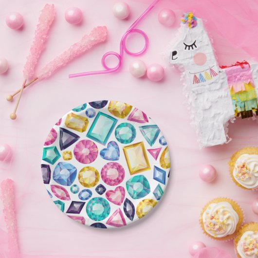 シックでガーリーな光沢があるダイヤモンドの宝石用原石 ペーパープレート (パーティー)