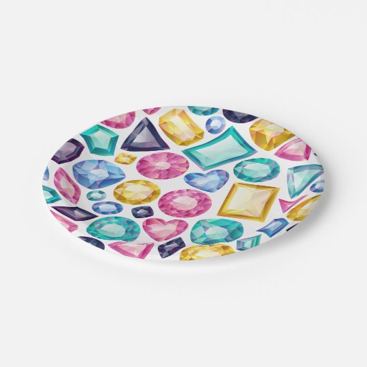 シックでガーリーな光沢があるダイヤモンドの宝石用原石 ペーパープレート (アングル)